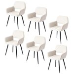Urban meuble - lot de 6 - chaises de salle à manger - tissu beige - pieds noirs - style scandinave Urban meuble - lot de 6 - chaises de salle à manger - tissu beige - pieds noirs - style scandinave