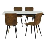 Urban meuble - ensemble de salle � manger - 5 pi�ces - table � manger extensible blanche - avec 4 chaises ...