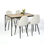 Lot de 4 chaises et table - structure en métal noir - moderne?stable et durable - convient pour salle ... Lot de 4 chaises et table - structure en métal noir - moderne?stable et durable - convient pour salle ...