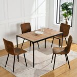 Urban meuble ensemble de table vintage bois carr ? 4 chaises retro tissu us design rustique cuisine ...