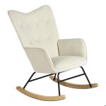Urban meuble - fauteuil pivotant en velours beige - dossier haut ergonomique - design moderne - pour ...