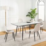 Table  manger de style scandinave - rectangulaire - escamotable - texture marbre - convient pour salon ...