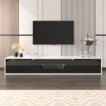 Urban meuble meuble tv haute brillance noir et blanc avec �clairage led � couleur changeante portes push ...