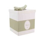 Urne ?merci? bapt�me ruban satin vert de gris d�coration �l�gante pour bapt�me