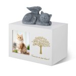 Urnes funraires chat (bote crmation) : bois blanc pour cendres livres avec statue ange chat rsine ...