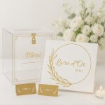 Urne transparente mariage champ�tre avec livre dor et 100 marque - places bo�te acrylique pour cartes ...