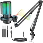 Usb micro gaming - rgb condensateur microphone - avec bras / filtre anti - pop / muet / gain / moniteur ...