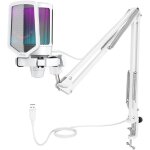 Usb microphone gaming kit rgb condensateur microphone pour ordinateur pc ps5 avec bouton de silence fixation ...