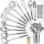 Ustensiles de cuisine 13 pi�ces en inox - antiadh�sifs et r�sistants � la chaleur