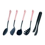 Ustensiles de cuisine - 7house - set de 5 pi�ces - plastique pp - nylon - rose
