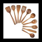 Ustensiles de cuisine en bois ensemble dustensiles de cuisine avec support cuill�res en bois de teck ...