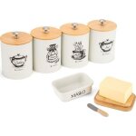 Ustensiles de cuisine - elitehoff - set de 4 rcipients et beurrier - contemporain - design - 5 pices ...