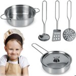 Ustensiles de cuisine pour enfants - janshop - 5 pi�ces - casserole - marmite - louche - spatule - passoire ...