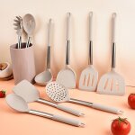 Ustensiles de cuisine en silicone - ulisem - lot de 10 - résistants à la chaleur - poignées inox Ustensiles de cuisine en silicone - ulisem - lot de 10 - résistants à la chaleur - poignées inox