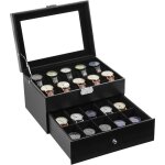 Uten boîte à montres 20 compartiments boîte de présentation de montres en pu double couche avec couvercle ... Uten boîte à montres 20 compartiments boîte de présentation de montres en pu double couche avec couvercle ...
