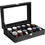 Uten boite � montre coffret rangementbo�te pr�sentoir montres avec 12 compartiments vitrine de montresavec ...