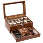 Uten boîte de rangement pour montres en cuircoffret à montre boîte en cuir avec couvercle en verredouble ... Uten boîte de rangement pour montres en cuircoffret à montre boîte en cuir avec couvercle en verredouble ...