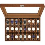Uten bote de rangement pour montres en pu 24 compartiments coffret  montres en pu avec couvercle en ...
