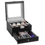Uten coffret à montre boîte en cuir avec serrureprésentoir double couche pour rangement 8 montresnoir ... Uten coffret à montre boîte en cuir avec serrureprésentoir double couche pour rangement 8 montresnoir ...