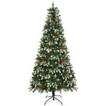 Uten sapin arbre de nol artificiel 850 branches - 180 cm - dcoration avec neige et fruits rouges avec ...