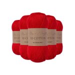 Fil  tricoter - utopia crafts - re - cotton - lot de 5 pelotes - 100 g - rouge carlate