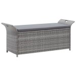 Uu coffre de rangement extérieur banc de rangement avec coussin gris 138 cm résine tressée fr48911 Uu coffre de rangement extérieur banc de rangement avec coussin gris 138 cm résine tressée fr48911