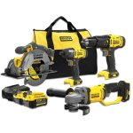 Kit combiné doutils - stanley - v20 - 4 outils - 2 batteries 4ah - sans fil 18v Kit combiné doutils - stanley - v20 - 4 outils - 2 batteries 4ah - sans fil 18v