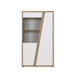 Vaisselier 2 portes blanc brillant & effet bois ch�ne design �pur�