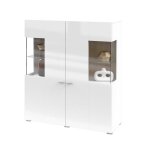 Vaisselier 2 portes petits - meubles - akram - 110 x 39 x 123cm - blanc et bois