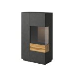 Vaisselier 2 portes petits - meubles - andrea - 80 x 40 x 139cm - gris anthracite et bois