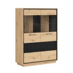 Vaisselier 2 portes petits - meubles - elijah - 109 x 42 x 150cm - bois et noir