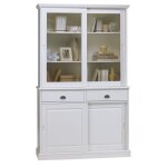 Vaisselier blanc 4 portes coulissantes 2 tiroirs 5 niches l 121 h 198. 8 p 42. 3 cm - l 121 x l 42. 3 ...