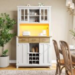 Vaisselier buffet de cuisine avec éléments hauts et vitrine eclairage led tablettes réglables tiroirs ... Vaisselier buffet de cuisine avec éléments hauts et vitrine eclairage led tablettes réglables tiroirs ...