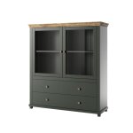 Vaisselier petits meubles - martin - 126 x 42 x 138cm - vert et bois Vaisselier petits meubles - martin - 126 x 42 x 138cm - vert et bois