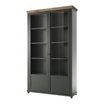 Vaisselier 2 portes petits - meubles - martin - 126 x 42 x 200cm - vert et bois