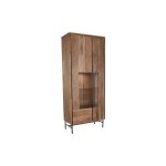 Vaisselier - couleur: marron - 80 cm - verre et acacia - 2 portes - design moderne Vaisselier - couleur: marron - 80 cm - verre et acacia - 2 portes - design moderne