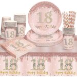 Vaisselle jetable anniversaire fille - woopso - 69 pi�ces - or rose et strass