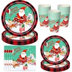 Vaisselle no�l - woopso - 64 pi�ces - assiettes serviettes gobelets - pour 16 invit�s