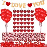 Valentin 1000 pices ptales de rose rouge10 pices coeur ballons6 pices guirlande je taime guirlande ...