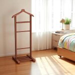Valet de chambre bois brun avec plateau vide - poches sitia