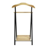 Valet de nuit valet de chambre en bois massif coloris naturel et m�tal noir - longueur 45 x profondeur ...