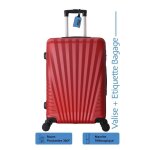 Valise cabine 55cm - adc - rigide abs rouge - 4 roues 360 - 39l - tiquette bagage offerte