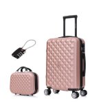 Valise cabine 55x35x25cm avec vanity valise celims urban abs cadenas 4 roues 360 rose gold