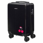 Valise cabine noire avec une cerise 28l rigide en polycarbonate avec roues pivotantes 360� et cadenas ...