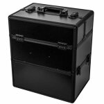 Valise coiffure - marque - noir xxl - 4 �tag�res coulissantes - 2 inserts � flacons de teintes