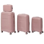 Lot de 3 valises rigides + 1 vanity - jet lag - madrid - chic - rose poudr� - 13l 38l 71l 107l