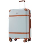 Valise rigide lgre 4 roues tsa extensible vert clair et marron 66x44x265 cm