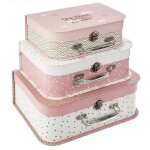 Valisettes - atmosphera - douceur rose - carton - papier - lot de 3