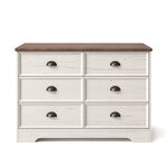 Valla - commode 6 tiroirs blanc et bois 120cm