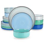 Vancasso bonita18 pices assiettes service de table complet en cramique bordure de cils marron peinte ...